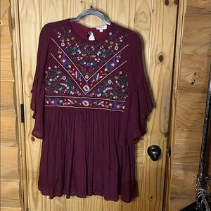 Umgee Floral Embroidery Mini Dress